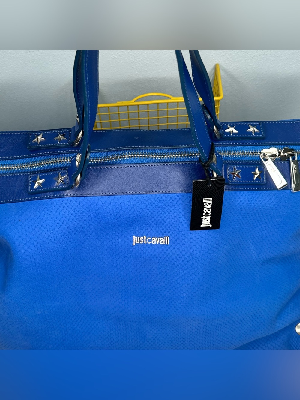 Just Cavalli Royal Blue Tote with Silver Star Trim